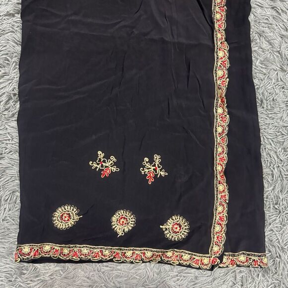 Chicos Design Wrap Embroidered Black Skirt with Gold and Red Accents Size 1 (8) - Picture 2 of 8